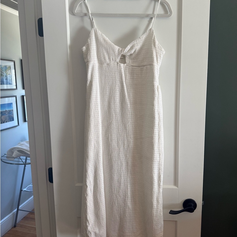 Billabong White Textured Spaghetti Strap Midi Dress